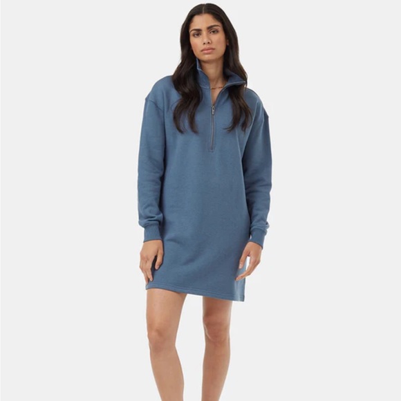 Tentree 1/4 zip fleece dress Vintage Blue size small NWT - Picture 7 of 7